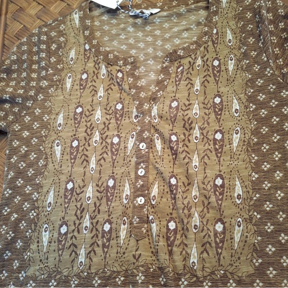 Lucky Brand NWT Boho Long Sleeve Blouse Top Olive Green Autumn MSRP $50 SOFT S - Picture 11 of 14